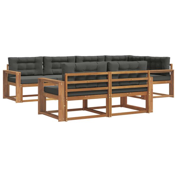 vidaXL Outdoor-Sofagarnitur mit Kissen 7 pcs Natur und Anthrazit
