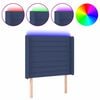 vidaXL LED Kopfteil Blau 83x16x118/128 cm Stoff