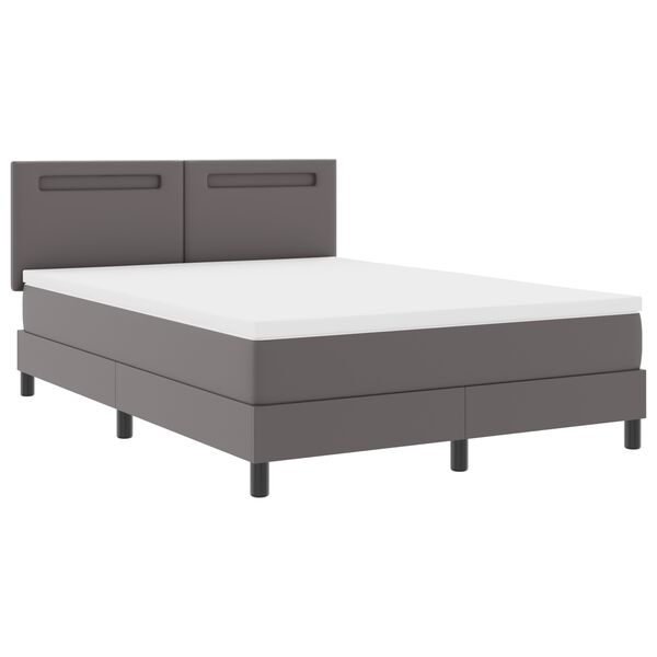 vidaXL Boxspringbett mit Matratze Grau 160 x 200 cm Kunstleder