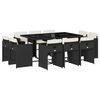 vidaXL 11-tlg. Garten-Essgruppe mit Kissen Schwarz Poly Rattan