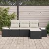 vidaXL Sofa Set mit Kissen 4 pcs Schwarz Poly Rattan