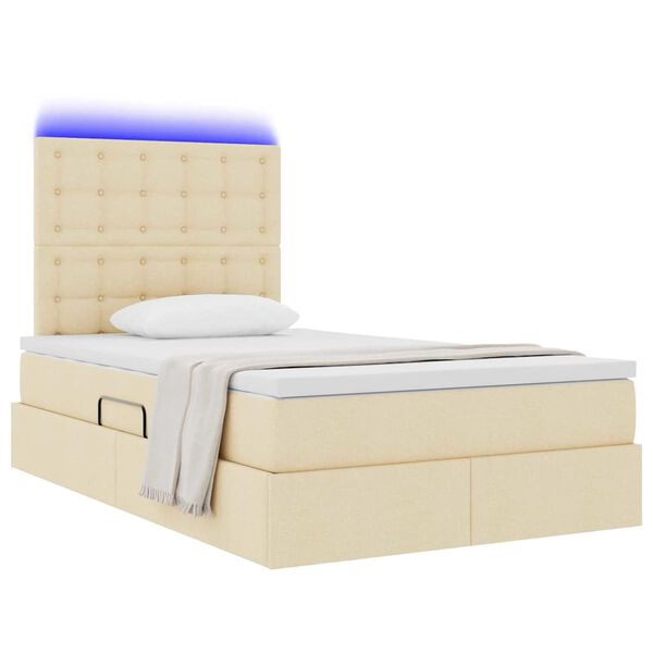 vidaXL Bett mit Stauraum und LED mit LED Creme 120 x 200 cm Polyester