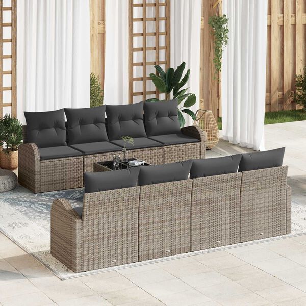 vidaXL Gartensofa-set Grau 55 x 55 x 37 cm Poly-Rattan