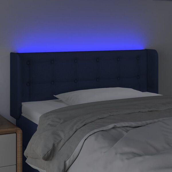 vidaXL LED Kopfteil Blau 93x16x78/88 cm Stoff