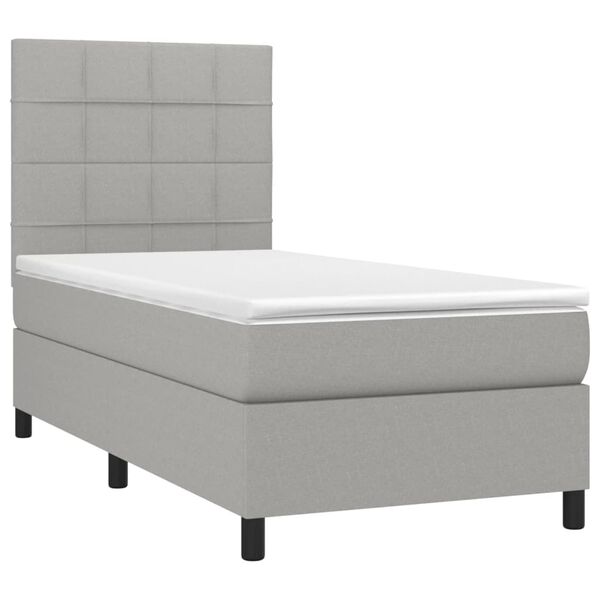vidaXL Boxspringbett mit Matratze & LED Hellgrau 80x200 cm Stoff