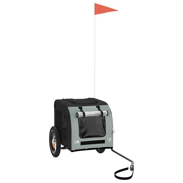 vidaXL Fahrradanhänger Hunde Grau und Schwarz Oxford-Gewebe und Eisen