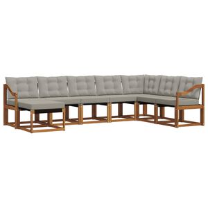 vidaXL Outdoor-Sofagarnitur mit Kissen 8 pcs Nat&uuml;rlich und Hellgrau