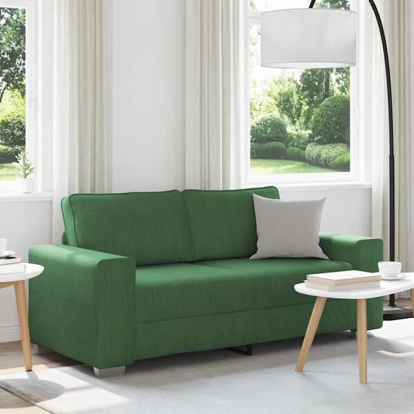 vidaXL Zweisitzer-Sofa Dunkelgr&uuml;n 180x77x82 cm Cordstoff