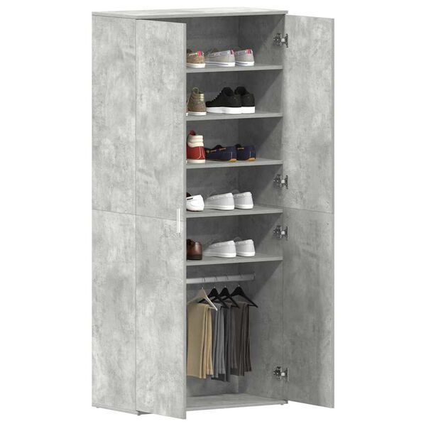 vidaXL Schuhschrank mit T&uuml;r Beton Grau 80 x 39 x 178 cm Holzwerkstoff
