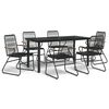 vidaXL 7-tlg. Garten-Essgruppe Schwarz PVC-Rattan