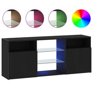 vidaXL TV-Schrank mit LED-Leuchten Schwarz Eichen-Optik 120x30x50 cm