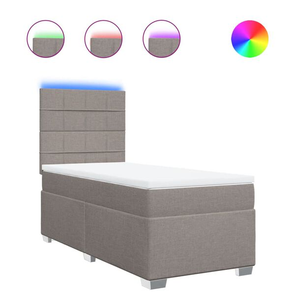vidaXL Boxspringbett mit Matratze Taupe 100x200 cm Stoff