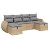 vidaXL 6-tlg. Garten-Sofagarnitur mit Kissen Beige Poly Rattan