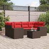 vidaXL 7-teiliges Gartensofa-Set mit Kissen, braun, Polyrattan