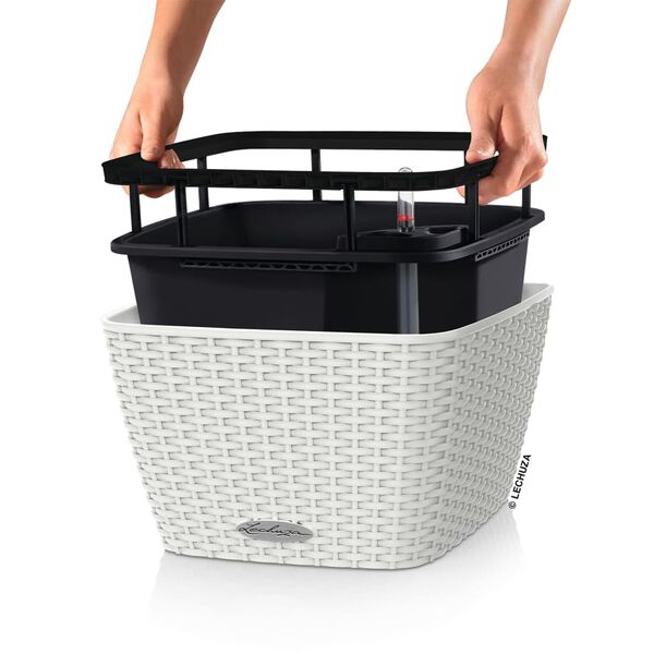 LECHUZA Pflanzgef&auml;&szlig; BACINO Cottage ALL-IN-ONE 30x30 cm Wei&szlig;