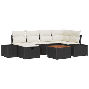 vidaXL Gartensofa-set mit Kissen 7 pcs Schwarz Poly Rattan