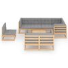 vidaXL 9-tlg. Garten-Lounge-Set mit Kissen Massivholz Kiefer