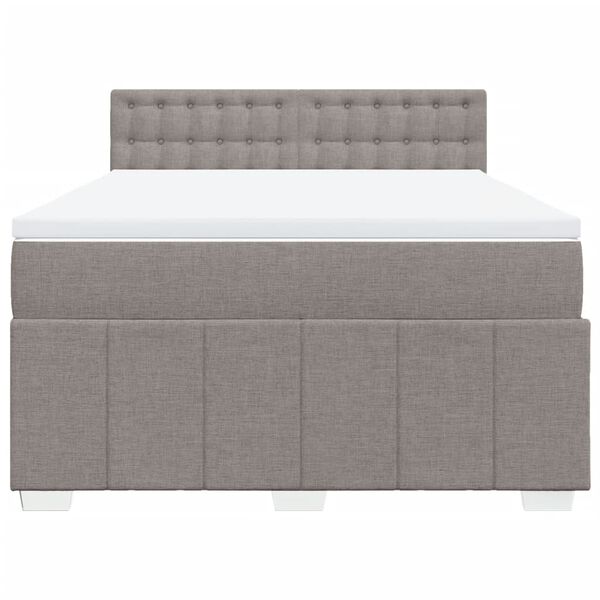 vidaXL Boxspringbett mit Matratze Taupe 140x190 cm Stoff