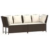 vidaXL Gartensofa mit Kissen Braun Poly Rattan