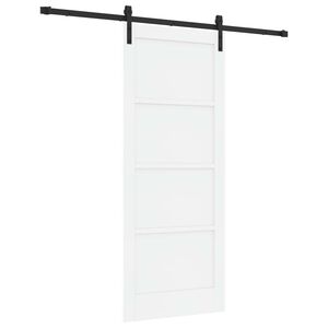 vidaXL Schiebet&uuml;r Wei&szlig; und Schwarz 83 x 202 cm Massives Kiefernholz