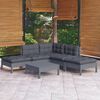 vidaXL 6-tlg. Garten-Lounge-Set mit Kissen Grau Kiefernholz