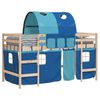 vidaXL Kinderhochbett mit Tunnel Blau 90x190 cm Massivholz Kiefer