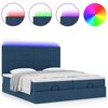 vidaXL Ottoman-Bett mit Matratzen & LEDs Blau 180x200 cm Stoff