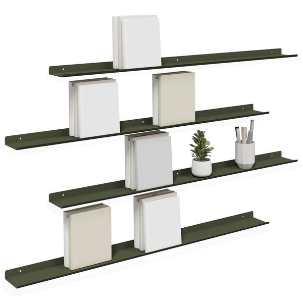 vidaXL Schwebendes Regal 4 pcs Olive Gr&uuml;n 100 x 9 x 2,5 cm Stahl