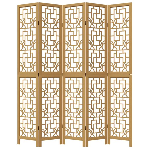 vidaXL 5-tlg. Raumteiler Braun Massivholz Paulownia