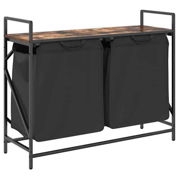 vidaXL W&auml;schekorb 2 F&auml;cher mit Ablage R&auml;uchereiche