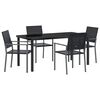 vidaXL Garten Essgruppe 5 pcs Schwarz PE-Rattan