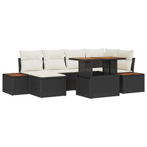 vidaXL Gartensofa-set 7 stk. Schwarz Poly-Rattan