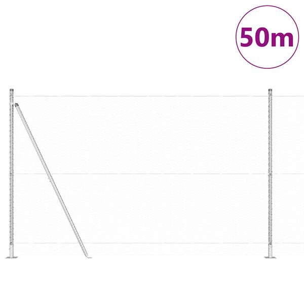 vidaXL Zaunpfosten Silber 50 x 1,4 m (25 mm Maschenweite) Stahl