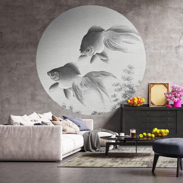 WallArt Fototapete Two Goldfish Rund 142,5 cm