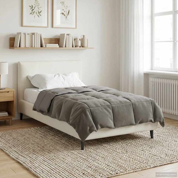 vidaXL Ganzjahresbettdecke Gepolstert Hellgrau 155 x 220 cm Mikrofaser