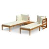 vidaXL 3-tlg. Garten-Lounge-Set mit Cremewei&szlig;en Kissen Massivholz Akazie