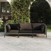 vidaXL 3-tlg. Garten-Lounge-Set mit Kissen Poly Rattan Dunkelgrau