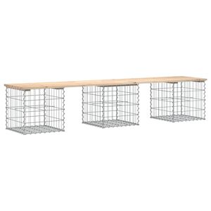 vidaXL Gartenbank aus Gabionen 203x44x42 cm Massivholz Kiefer