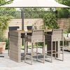 vidaXL 5-tlg. Gartenbar-Set mit Kissen Grau Poly Rattan Akazie