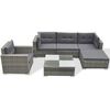 vidaXL 6-tlg. Garten-Lounge-Set mit Kissen Poly Rattan Grau