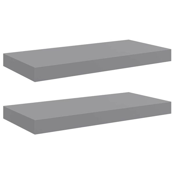 vidaXL Schweberegale 2 Stk. Grau 50x23x3,8 cm MDF