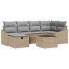 vidaXL Sofa Set mit Kissen mit Speicher Beige und Hellgrau Poly-Rattan