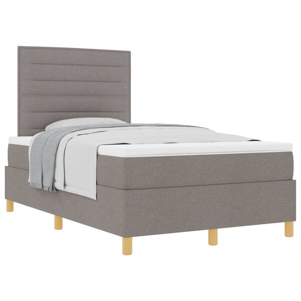 vidaXL Boxspringbett mit Matratze Taupe 120 x 190 cm Stoff