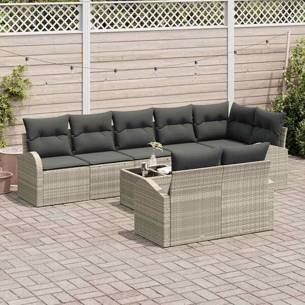 vidaXL Gartensofa-set Hellgrau 55 x 55 x 37 cm Poly-Rattan