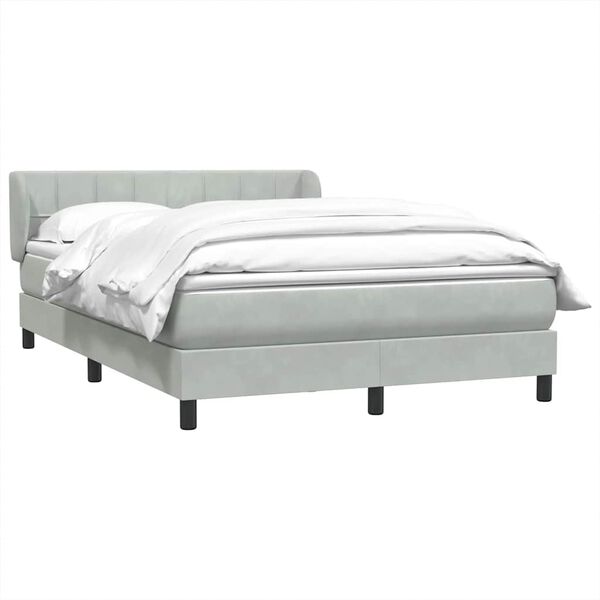 vidaXL Boxspringbett mit Matratze Hellgrau 160x220 cm Samt