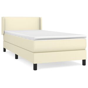 vidaXL Boxspringbett mit Matratze Creme 100x200 cm Kunstleder