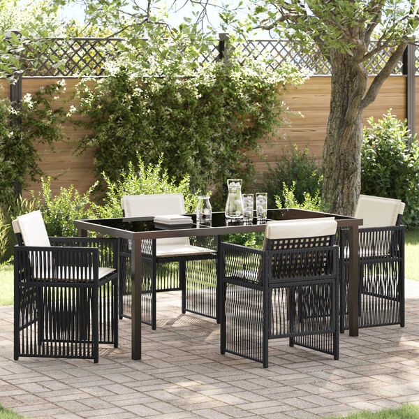 vidaXL Garten Essgruppe 5 pcs Schwarz Pulverbeschichteter Stahl
