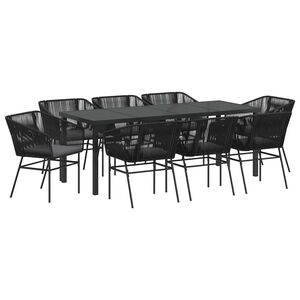 vidaXL Garten Essgruppe 9 stk. Schwarz Pulverbeschichteter Stahl