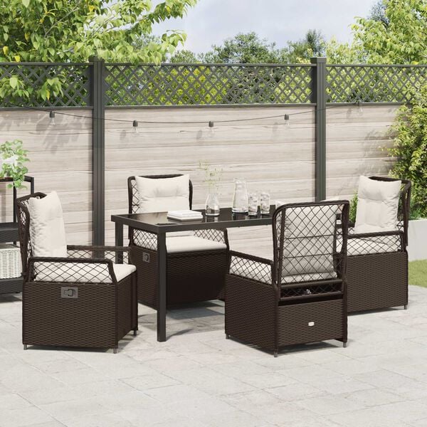 vidaXL Garten Essgruppe 5 pcs Braun Poly-Rattan