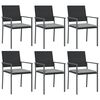 vidaXL Gartenst&uuml;hle mit Kissen 6 Stk. Schwarz 54x62,5x89cm Poly Rattan